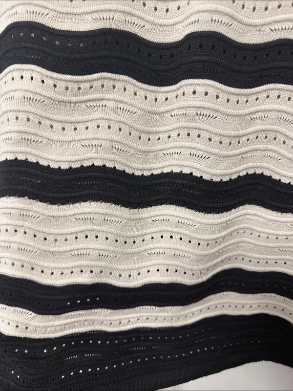 Striped V‑Neck Knit Mini Dress in Cream and Black - Image 7