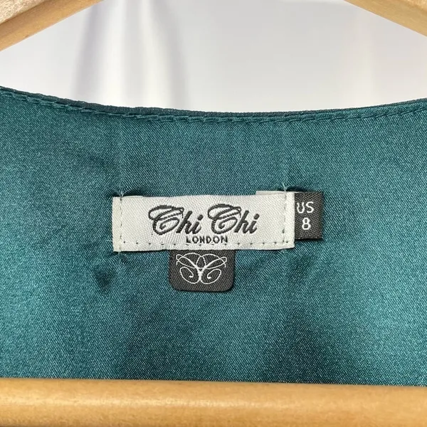 Chi Chi London V Neck‎ Midi Dress in Blue Size 8 - Image 2