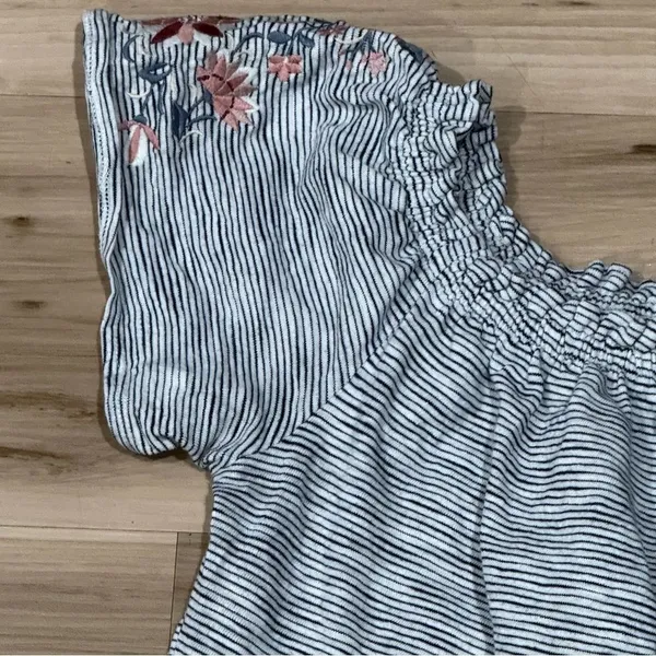 Abercrombie and Fitch Striped Embroidered Shoulder Mini Dress Women’s Small - Image 3