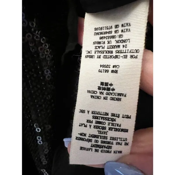 Free People Size 4 Mini Dress‎ Black "Film Noir" Sleeveless Sequins Plunge - Image 10
