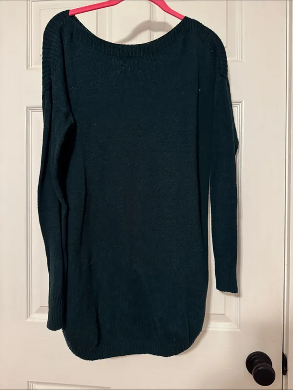 Old Navy Scoop Neck Pullover Dark Green Cotton Blend Sweater - Image 7