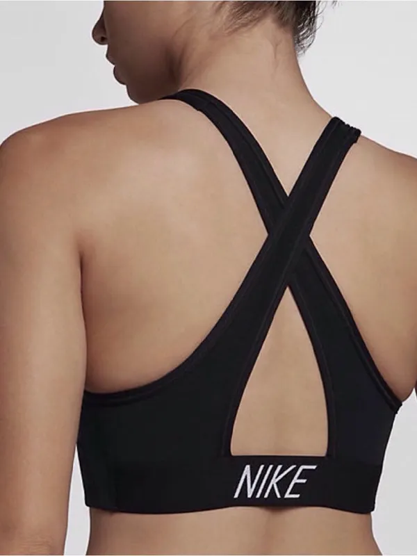 Nike Classic Swoosh Modern Women's Medium Support Sports Bra Black DRI-FIT SzM - Image 2