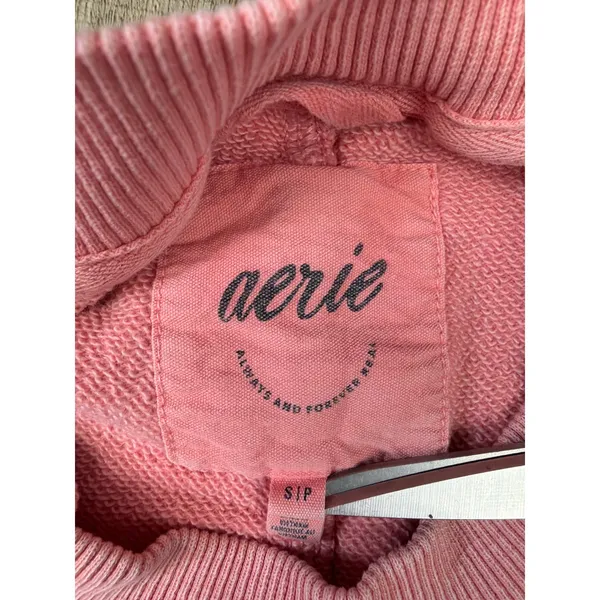 Aerie Vacay Crew Sweatshirt Wild Peach French Terry Oversized Top Small - Image 6