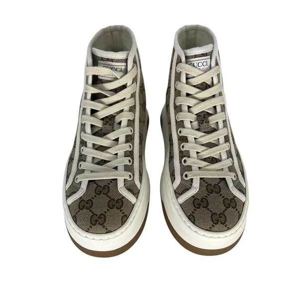 Gucci GG Canvas‎ Platform High Top Sneakers Beige Size 37.5 - Image 9