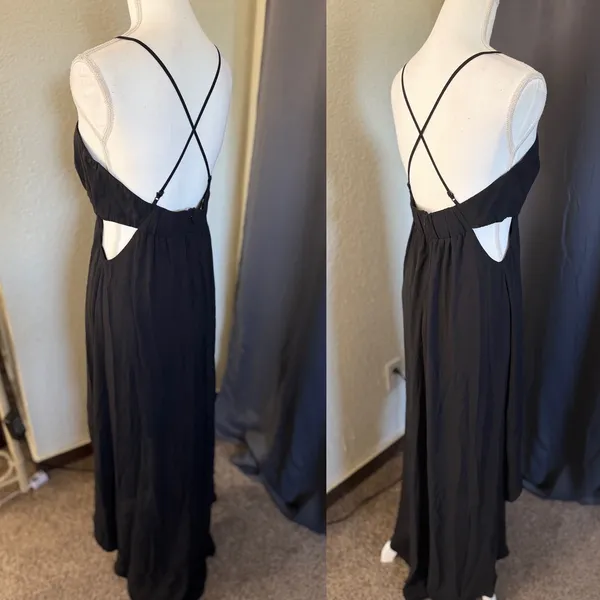 Express Black High-Low Maxi Dress‎ Side Cut-Out Open Back Size 10 - Image 4
