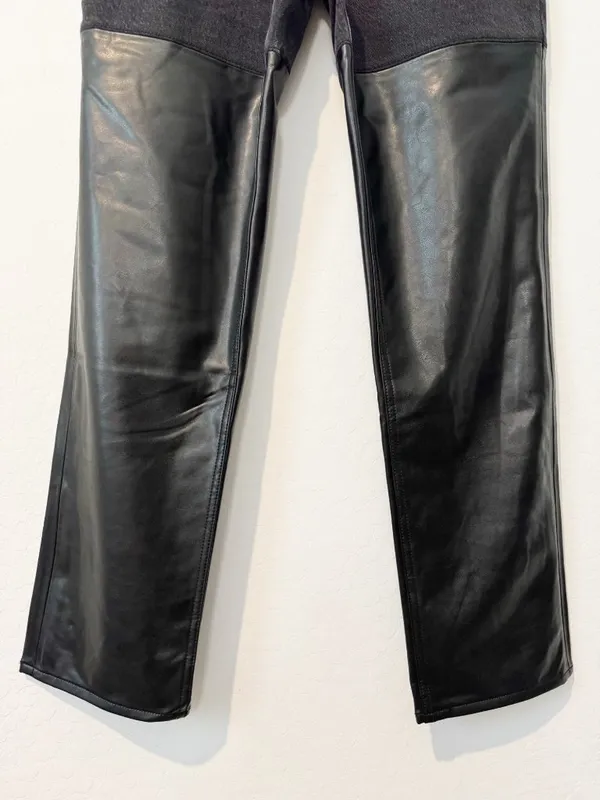Abercrombie 90s Straight Jeans Size 27 Black Faux Leather High Rise Quiet Luxury - Image 5