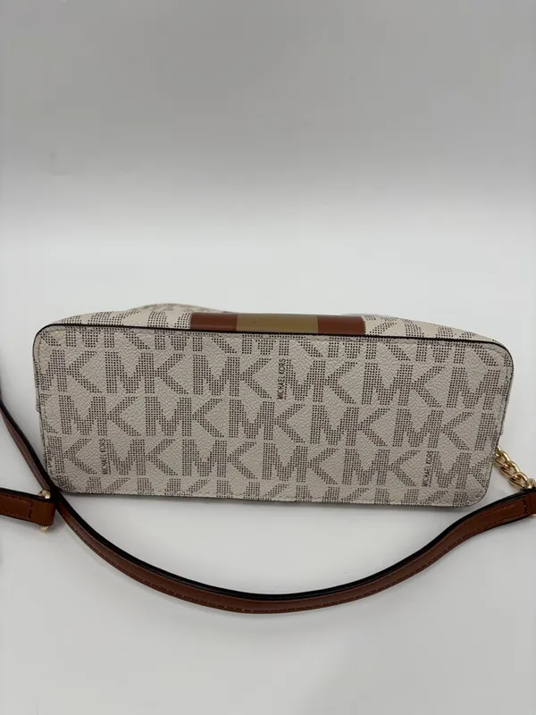 Michael Kors Vanilla and Cedar Signature Stripe Crossbody - Image 8