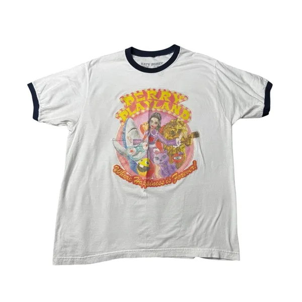 Katy Perry Playland Ringer Tee L Retro Style Pop Star Concert Merch - Image 5
