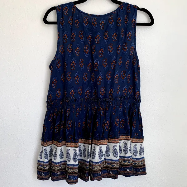 5/$25 Maurices Paisley‎ Tank Top Lace Up Neckline - Image 2