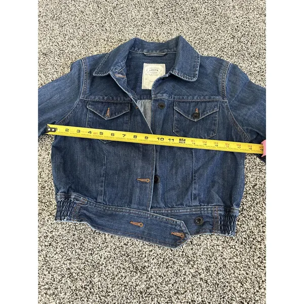 Levi's dark wash denim peplum jacket M - Image 6