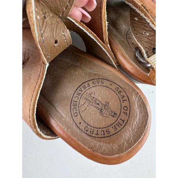 Seal of the Sutro San Francisco Leather‎ Slingback Wedge Sandals Size 7.5 Boho - Image 6