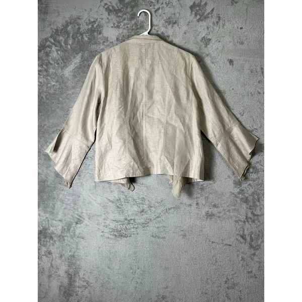 Vintage Linen Romantic Ruffle Jacket Bell Sleeve Victorian Boho Artsy Blazer - Image 3