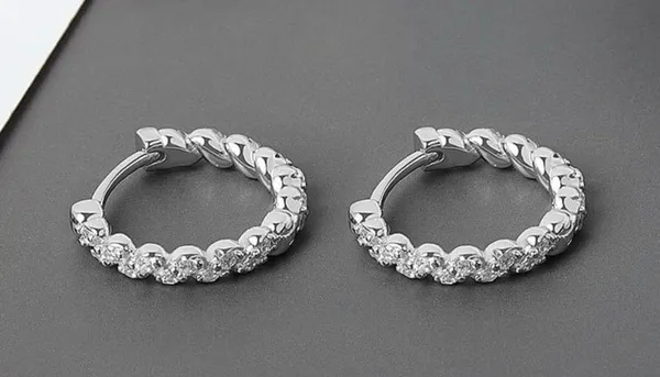 14mm Small Silver Hoop Earrings for Women Personality Fashion Simple Style - Image 3