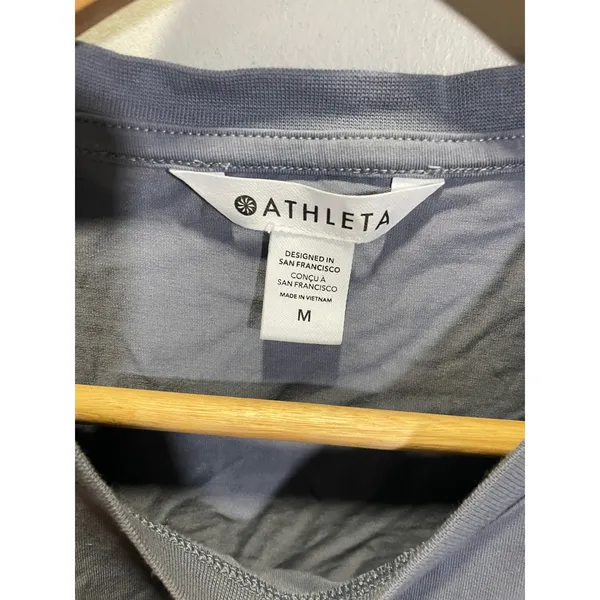 Athleta Muscle Tank Women Medium Blue Gray Cotton Blend Activewear Gym‎ Top - Image 3