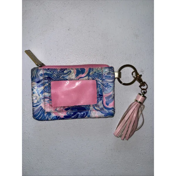Lily Pulitzer ID Case Keychain wallet travel Hot Pink & Blue - Image 2
