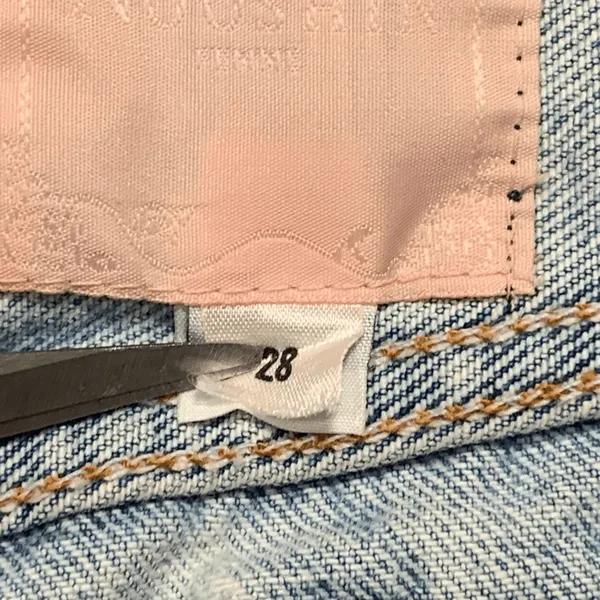 Vintage 90s Levi’s 501 Jeans Custom Brown Boho Stripe Hem USA Made Festival Wear - Image 9