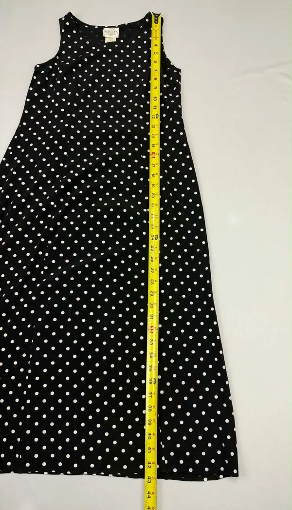 TR Bentley Vintage 90s Black & White Polka Dot Sleeveless Maxi Dress - Image 10