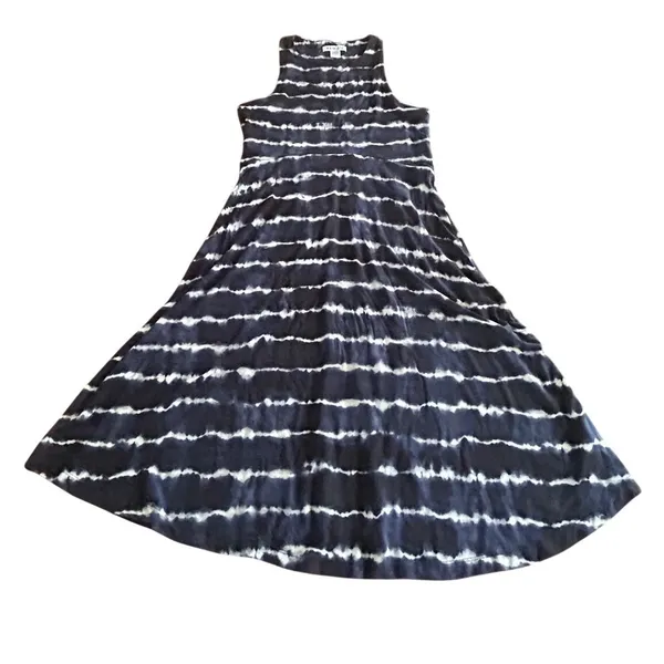 Athleta Santorini Thera Dress Small Navy‎ Blue Tie Dye Stripe Mini Summer Beach - Image 6