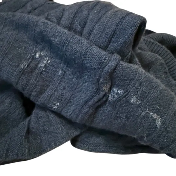 ATM Cable Knit Turtleneck Sweater Women's Small Navy Blue Pullover Cozy FLAWED‎ - Image 4