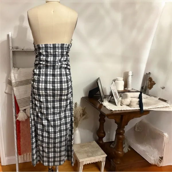 Free People Brandie Plaid Strapless Midi Dress Size Small - Image 7