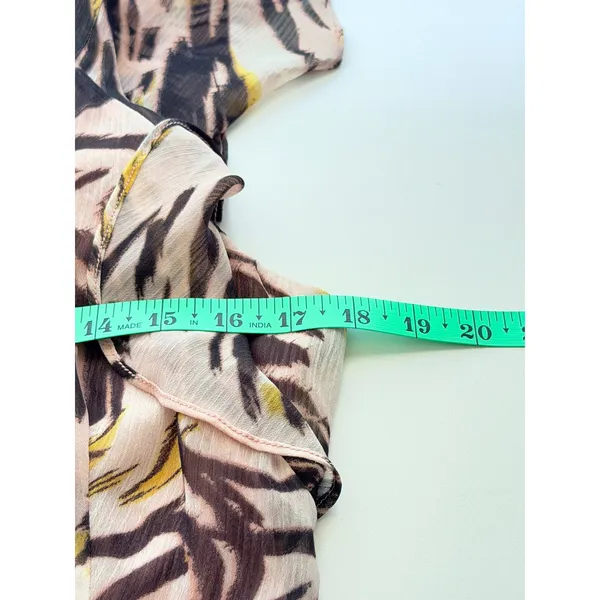 bar III Mini Dress Sz‎ 6 Pink Abstract Animal Print Ruffle Flutter Party - Image 7