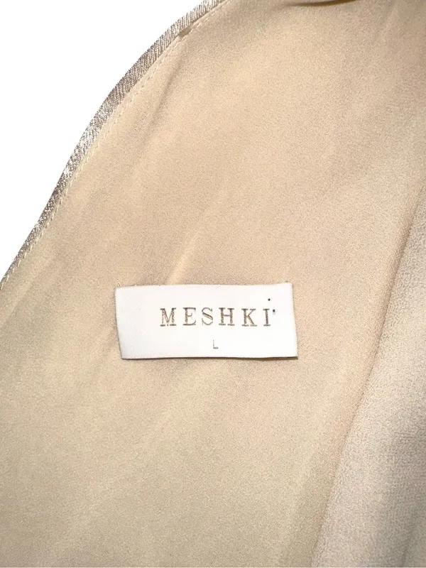 Meshki Calliope One Shoulder Satin Gown Maxi Dress LARGE in Champagne - Image 7