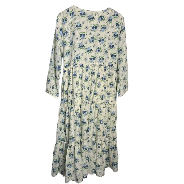 Sweet Baby Jamie Ivory Floral Print Tiered 3/4 Sleeve Midi Dress Size XL - Image 11