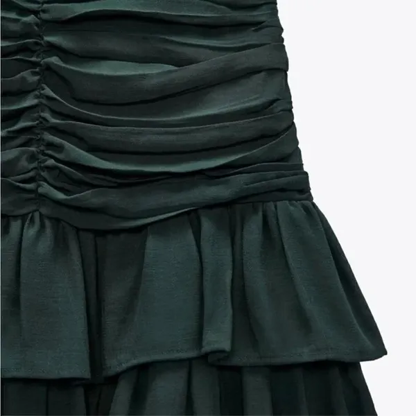NWT Womens Zara Emerald Green Ruched Emerald Green Mini Skirt - Sz XS - Image 5