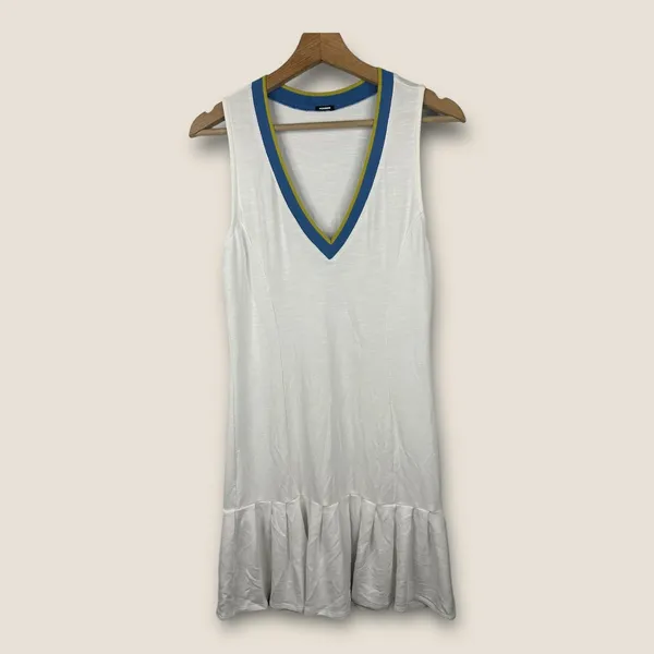 Monrow Womens Small White Sleeveless Tennis Dress Stretch Pleated Pickleball - Image 2