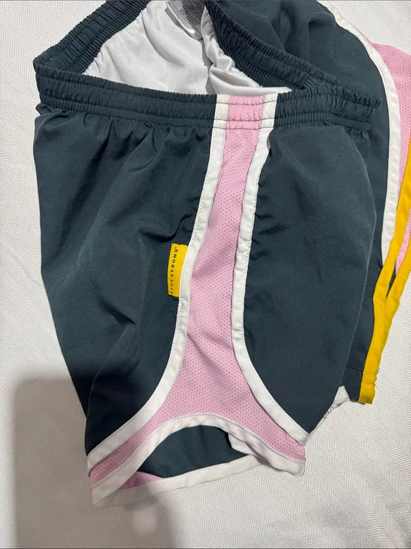 Nike Women's Black Shorts with Pink & Yellow Trim - Image 3