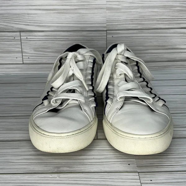 Tory‎ Burch Tory Sport Ruffle Sneakers Athleisure Chic Women White Navy Size 8 - Image 2