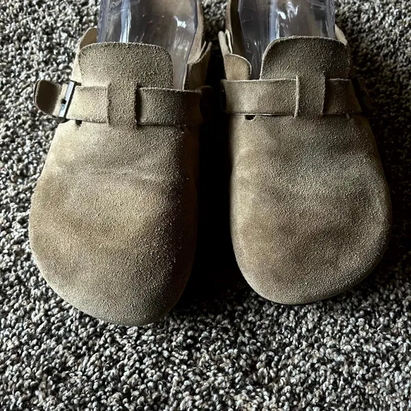 Birkenstock Boston Clogs Taupe Suede Buckle Strap Women 39 8-8.5 US - Image 7