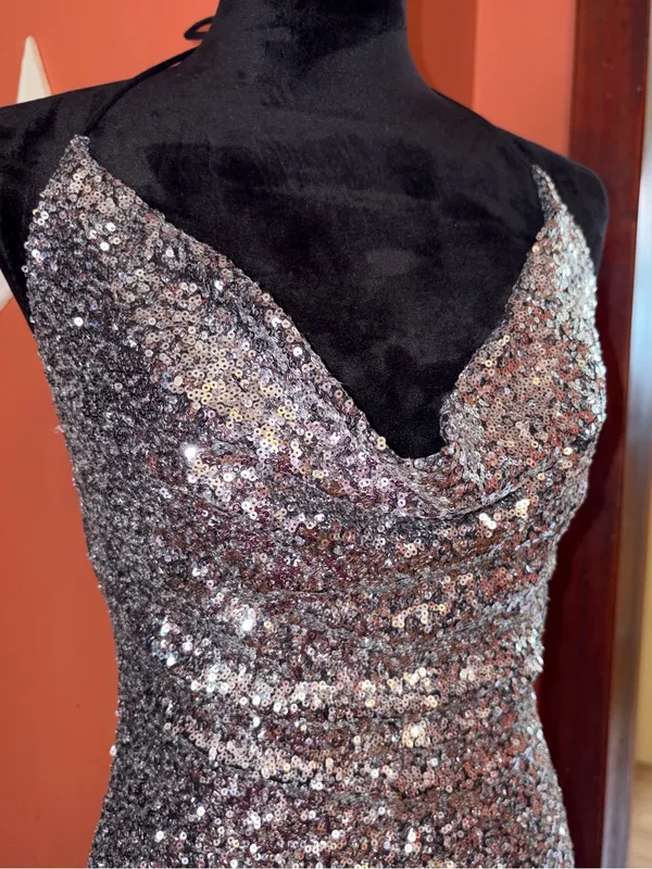 AKIRA Chicago Red Label Sequin Cowl Neck Sheath Dress - Image 2