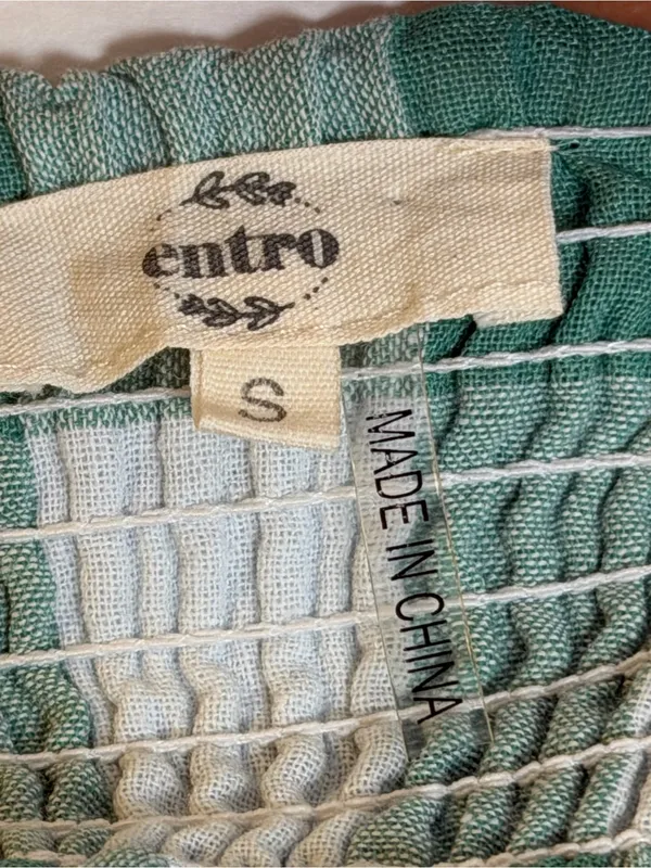Entro Green Gingham Mini Dress Women’s Small Flutter Sleeve Cottagecore - Image 4