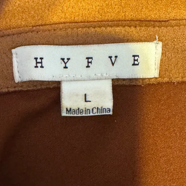 1420 | Hyfve Western Faux Suede Snap‎ Front Shacket Shirt Cognac Brown Womens L - Image 6