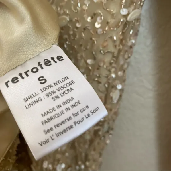 RETROFÊTE Nikki Sequin Long Sleeve Minidress in Sea Shell Size Small NWT‎ - Image 12