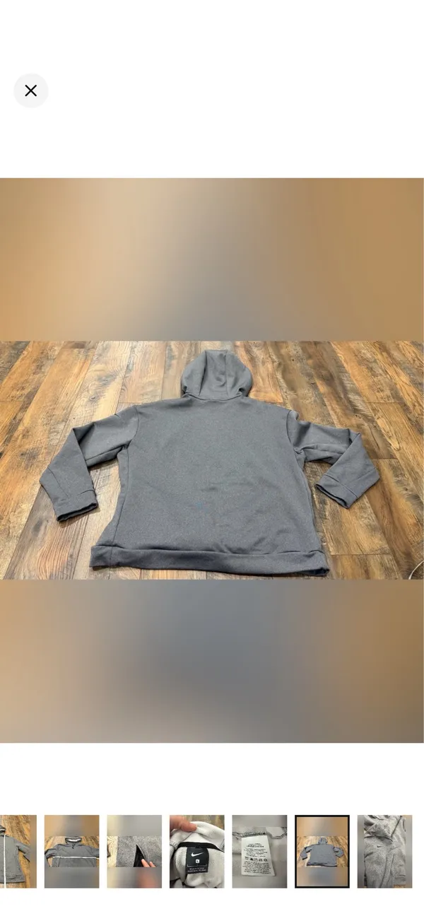 Nike Hoodie Sweatshirt Women’s Size Large Gray Fleece Pullover Side Pockets Logo - Image 8