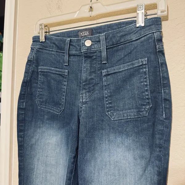 NYDJ Jeans‎ Womens 00 Patch Pockets Hugo Rain Flare Leg Denim - Image 2