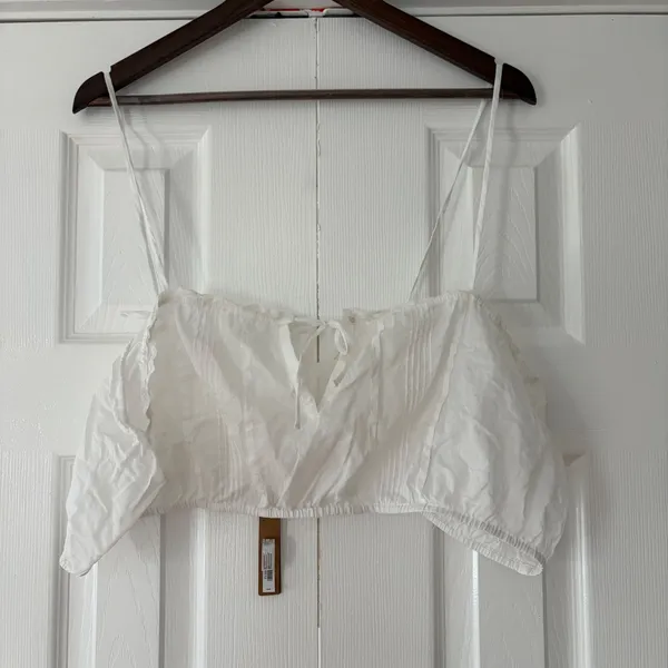 SKIMS Voile Super Cropped Cami Marble White Cotton Tie Front Top XL NWT‎ - Image 2
