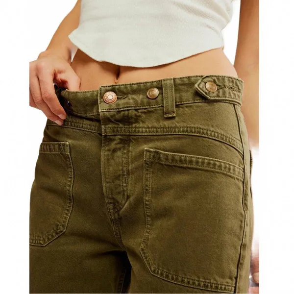 We The Free Palmer Wide Leg Jeans Free People Green NWT Size 28 - Image 4