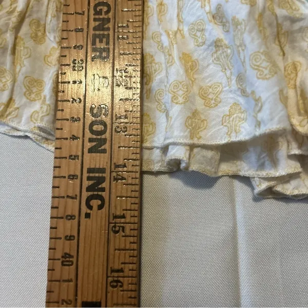 Anthropologie RAGA Mini Ruffle Skirt Tassel White & Yellow Boho Size Medium - Image 6