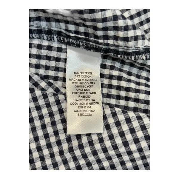 Crown & Ivy Gingham Shift Dress Womens Small‎ Black White Bow Sleeve Tunic Mini - Image 8