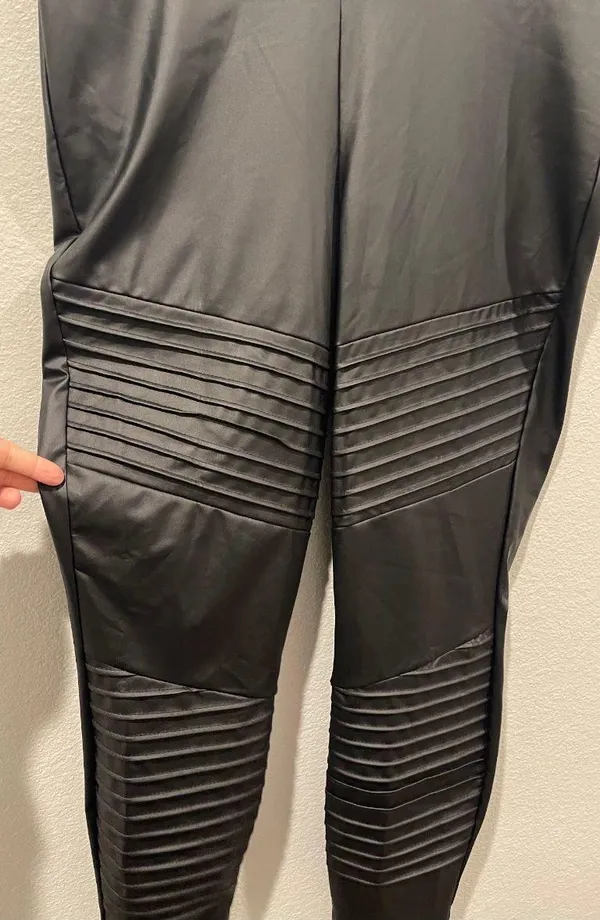 Black Faux Leather Moto Leggings - Image 6
