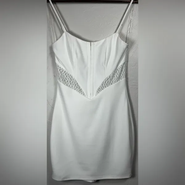 (The Buckle) Privy Bustier Mesh Inset White Mini Glam Dress Size Small - Image 4