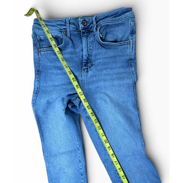 Free People We The Free Twenty Eight High Rise Skinny Jeans Raw Hem Blue Size 28 - Image 6