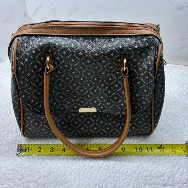 Bosalina y2k monogram bowler satchel bag Black/Tan classic print preppy casual - Image 2