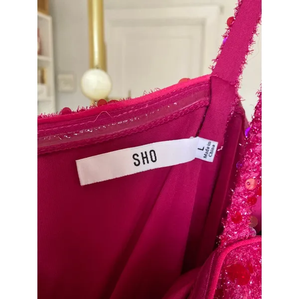 Sho‎ Hot Pink Sequin Ruched Mini Dress Cocktail Party Prom Gala Wedding Event L - Image 11