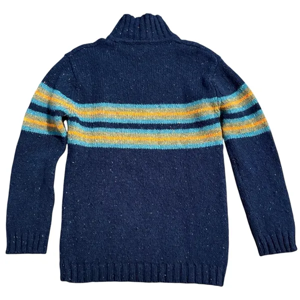 VTG J. CREW 100% Shetland Wool Black Stripe Mock Neck Sweater - Size S - Image 3