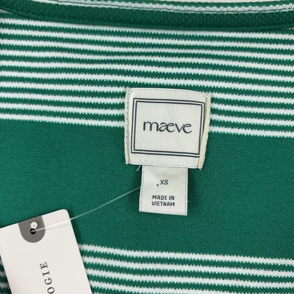 Maeve Tank Top Womens XS Green Striped V-Neck Sleeveless Knit Anthropologie - Image 2