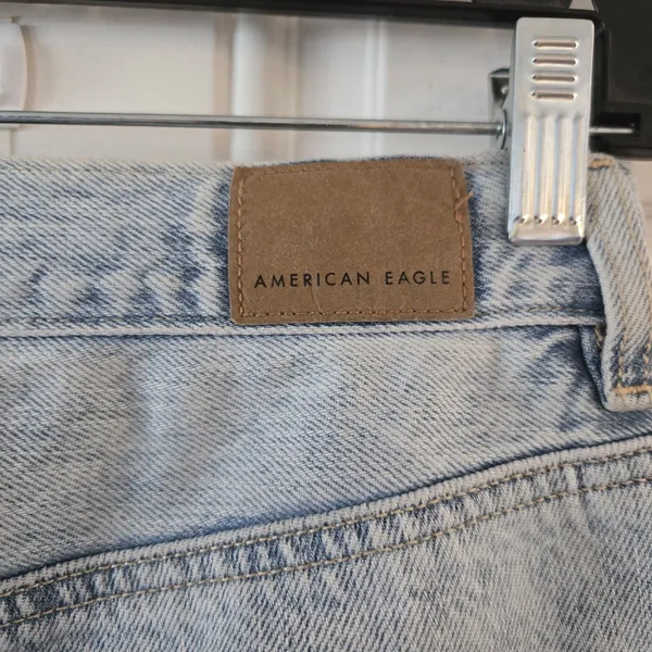 American Eagle Highest Rise Mom Jeans Size 4 Distressed Hi-Low Waist Y2K Denim - Image 3